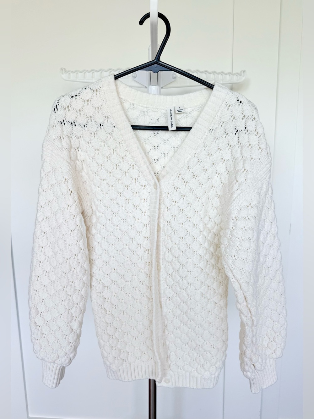 Janie and Jack Cream Open-Knit V-Neck Sweater/Jacket